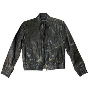 RARE Vintage 80's Stratège Leather Convertible Jacket/ Vest Mens Size 38 Black